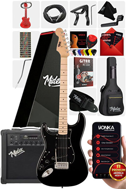 Midex RPH-31BK-25AMP Solak Elektro Gitar 25W Amfili Full Set
