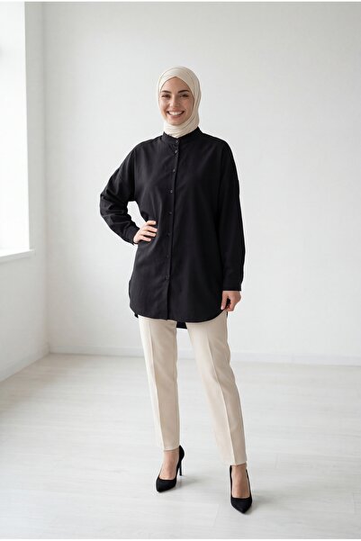MİHRA STORE Πουκάμισο Halide Hakim Yaka Basic-EU3201 Μαύρο