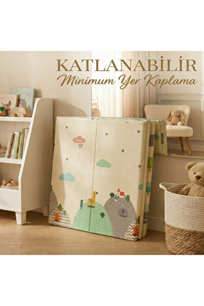 Urrenn YENİ Çocuk Halısı - Katlanabilir Desenli Bebek Çocuk Oyun Matı 130x200 cm