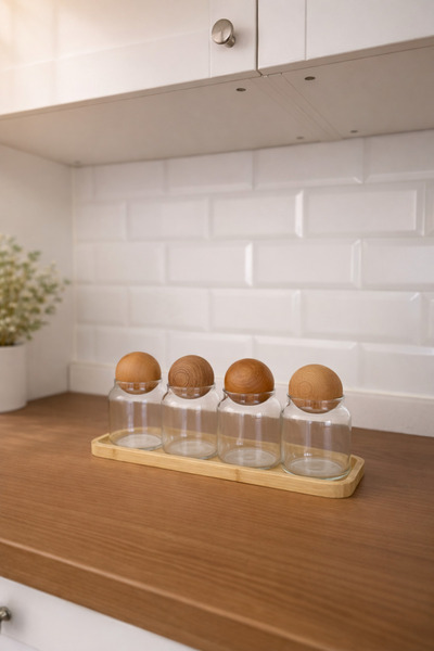 magical dreams 4’lü Top Kapaklı Mini standlı Baharatlık Seti(4adet kaşık Hediye)