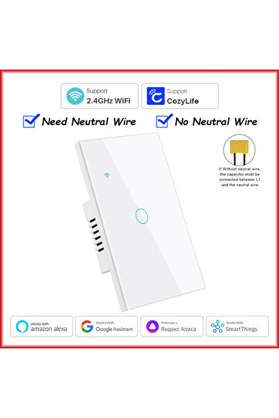 choice2 1211AL-WHITE-01-2 Cozylife WiFi Smart Switch US Version - No Neutral ...