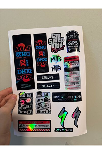 ca kay bu MTB Karışık Sticker Seti – Fox, RockShox, GPS, Eat Sleep Ride – Bis...