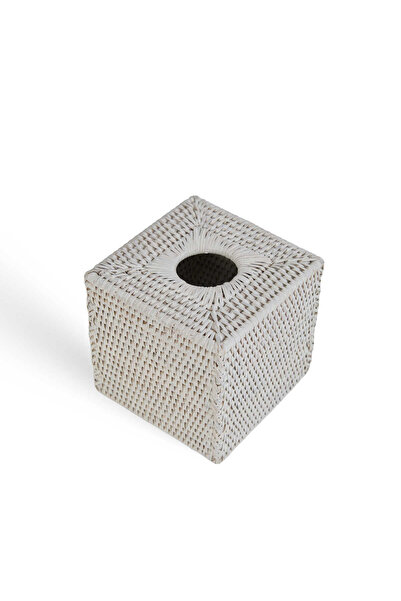 Baolgi Hasır Kare Kleenex Kutusu Beyaz 14x14x14 cm