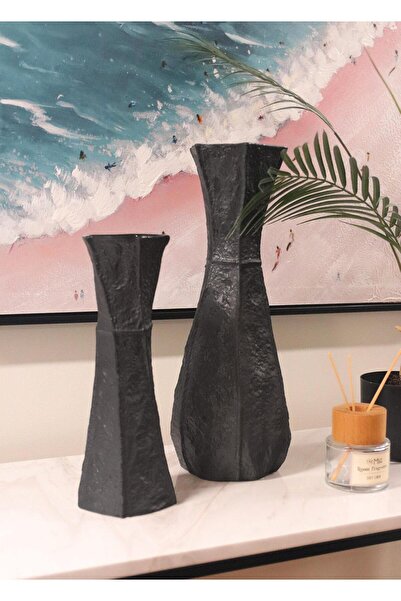 The Mia مزهرية سيراميك ليسيا أسود 13x10x33 سم