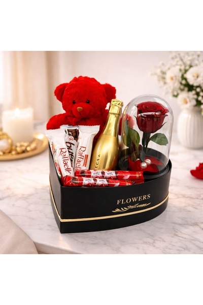 velve Set, cadou pentru femei, trandafir criogenat, ursulet de plus, Bottega-...