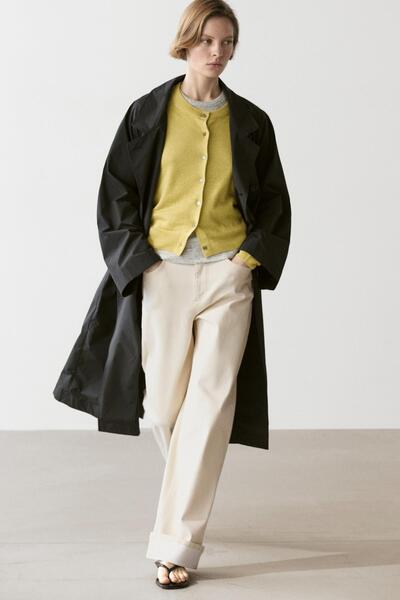 Massimo Dutti Kısa keten triko hırka