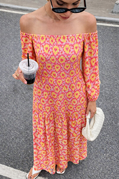 Lijuri فستان مزخرف بتفاصيل ياقة مادونا متعددة 2746