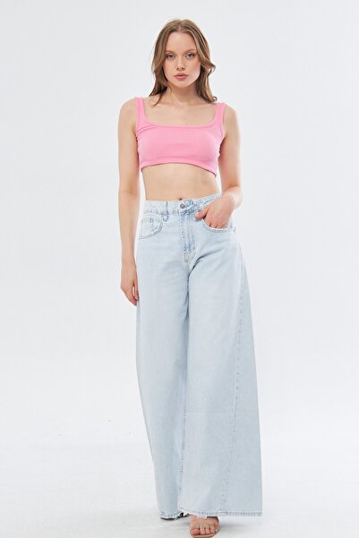 cracpot TREND Paça Yıpratmalı Süper Wideleg Jean