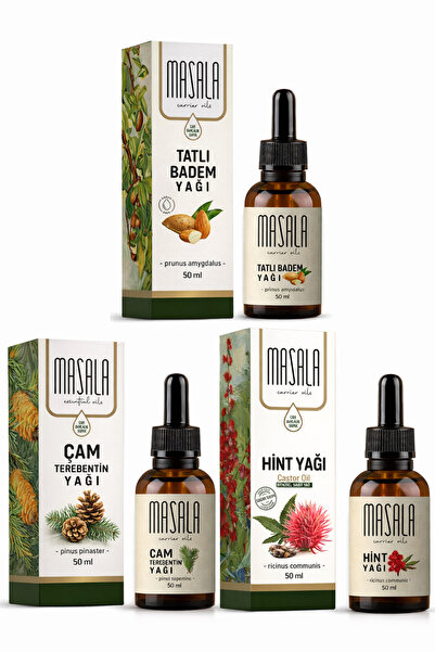 Masala Tatlı Badem Yağı + Çam Terebentin Yağı + Hint Yağı 3 X 50 Ml