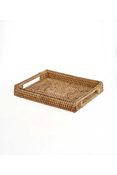 Baolgi Hasır Küçük Dikdörtgen Tepsi Naturel 22x17x3 cm