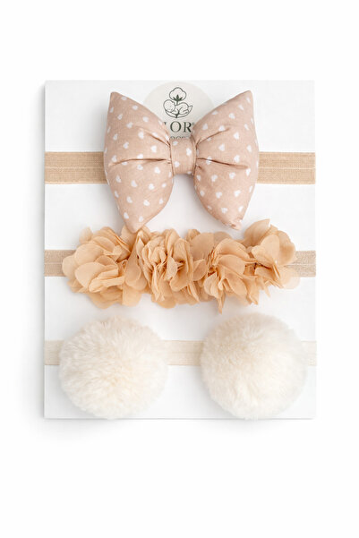 GLORY BABY مجموعة من 3 قطع باندانا للأطفال - فيونكة - بوم بوم - زهرة