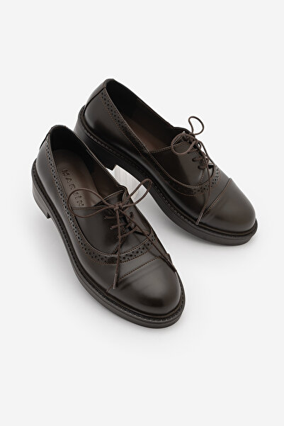 Marjin Pantofi oxford casual pentru femei, cu șireturi, maro Marvo