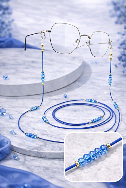 Optic Master Beaded eyeglass cord/chain - metallic blue