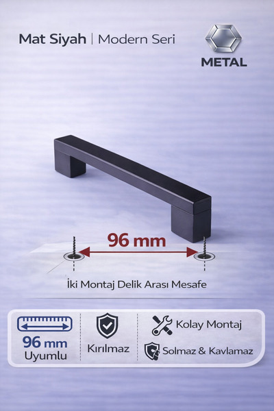 ABERTİCARET 1.sınıf Kale Siyah 9.6 Cm (96 MM) Mutfak , Vestiyer ,dolap , Çekm...