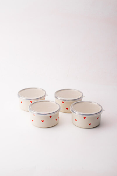 EMAYlab Cupid Enamel 4-Piece Bowl Set, Snack Bowl, Breakfast Bowl, Jam Bowl, ...
