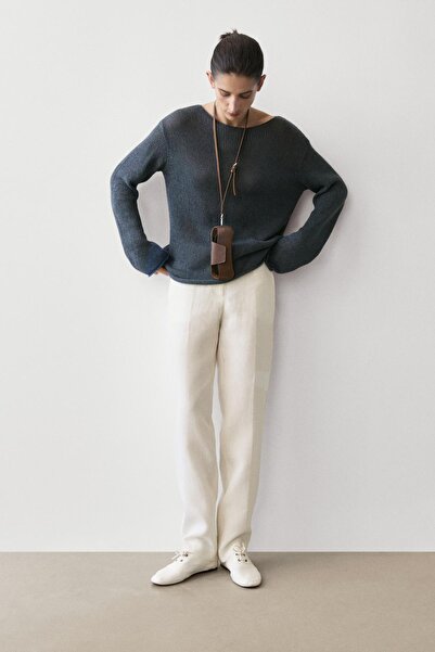 Massimo Dutti Pamuk karışımlı ajurlu triko kazak