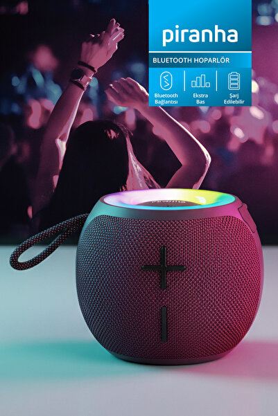 Piranha 7837 Kablosuz Hoparlör | TWS Bluetooth | USB & TF Kart Girişi | RGB I...