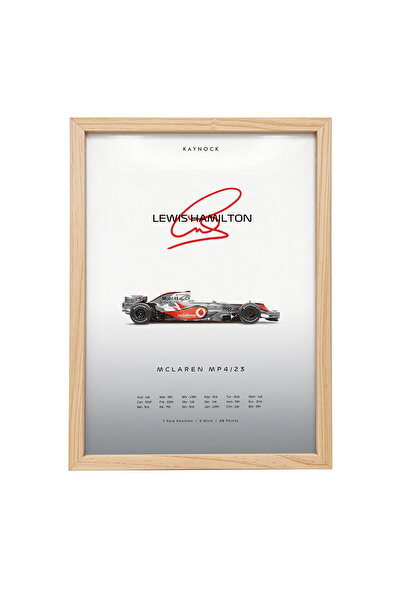 KAYNOCK Lewis Hamilton Mclaren, Formula 1, F1 Poster Tablo Ahşap Çerçeve