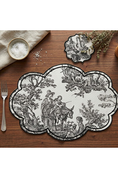 Solterra Design 2 Kişilik Bulut ,Nakışlı Fransız Köylü 4 Parça Servis Takımı ...