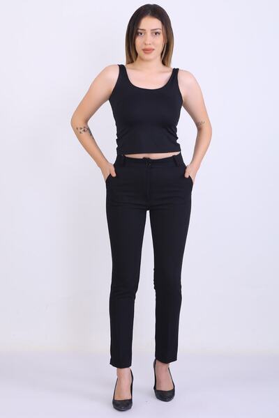 Canseven Fashion Pantaloni de damă, cu talie înaltă, tăiați în creion, lungim...