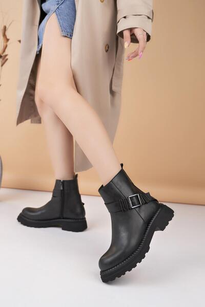 Nesil Shoes Γυναικείες μπότες με φερμουάρ Carel 572 Μαύρη πόρπη