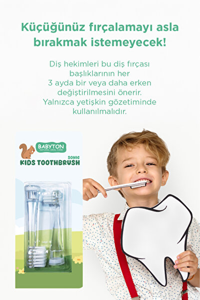 BABYTON Sonik Pilli Diş Fırçası 2'li Yedek Başlık