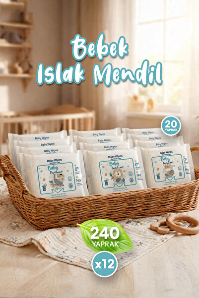 Papilion Küçük Boy Taşınabilir Hassas Bebek Islak Cep Mendili 12x20 240 Yapra...