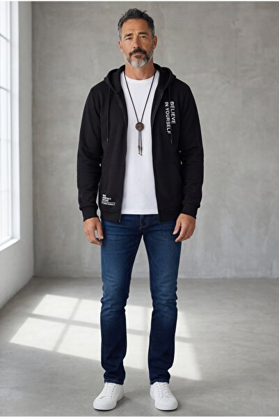 Altamira Ανδρική ζακέτα με κουκούλα σε μαύρο χρώμα Believe