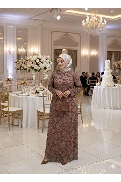 Butik büyük beden Luxury Evening Dress with Sequins