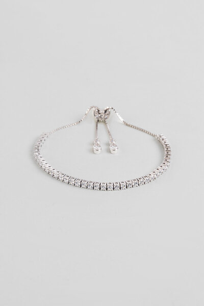 So CHIC... İkonik 18 Ayar Beyaz Altın Kaplama Gümüş Su Yolu Bileklik