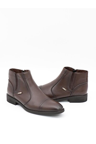 Nesil Shoes Thrtrk 2302-1 Ανδρικές μπότες από γνήσιο δέρμα από καουτσούκ καφέ
