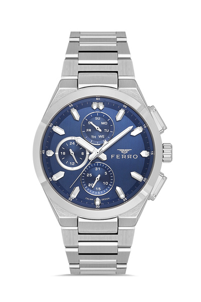 FERRO Silver Steel Cord Men's Wristwatch Fm43037A-A3 All Functions Active 3At...