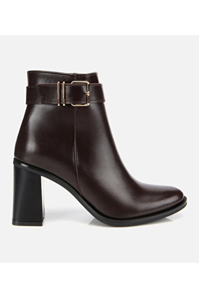 Hotiç Kadın Kahverengi Tokalı Topuklu Bilekte Bot