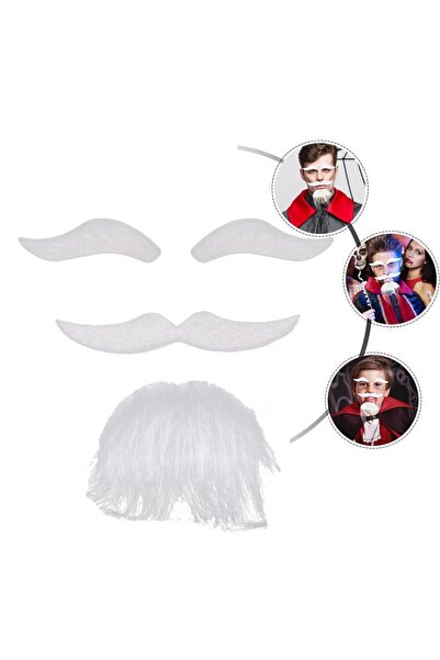partidolu İhtiyar Dede Sakal Bıyık Kaş Set Takma Sakal Bıyık Kaş gösteri
