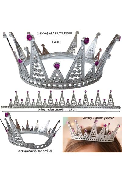 partidolu Srebrna boja, podesiva Sa kamenčićima princezina kruna, plastična k...