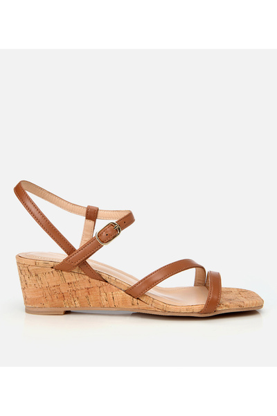 Hotiç Γυναικεία δερμάτινα ταμπά πέδιλα με τακούνι