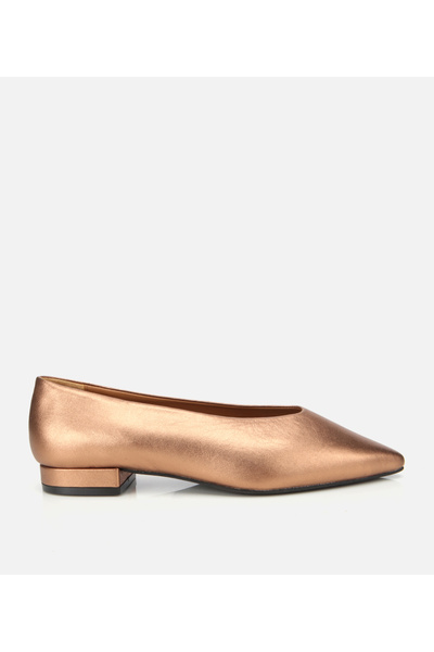 Hotiç Kadın Deri Bronz Sivri Burunlu Babet