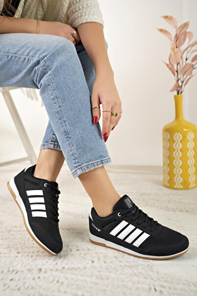 Liger 7218 Чорно-білі жіночі спортивні кросівки з пінопластом Memory Foam