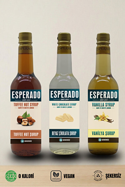 ESPERADO Şekersiz Sugar Free Vanilya* Beyaz Çikolata * Toffnut Aromalı Şurub ...