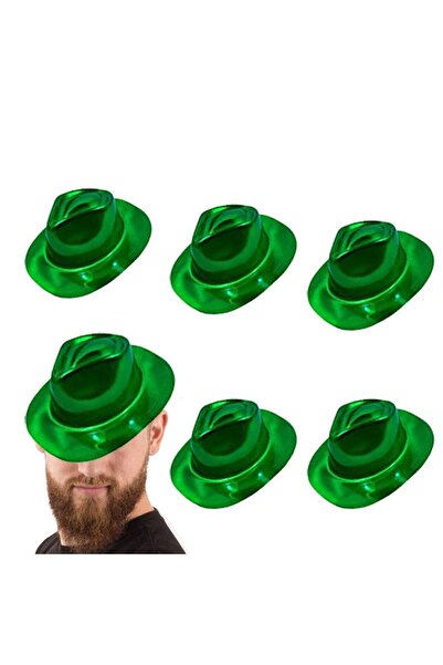 partidolu Culoare Verde Cowboy Style Plastic Party Palarie Adult 6 Buc