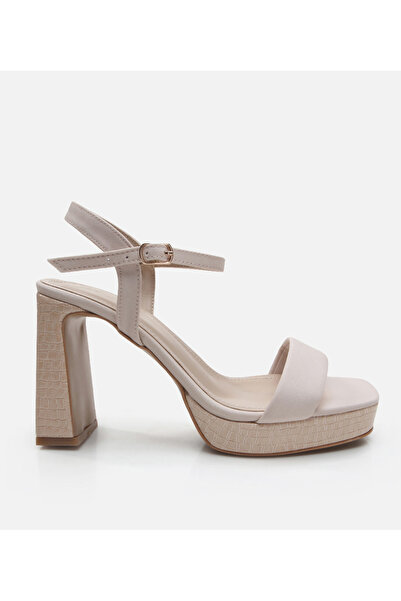 Hotiç Rochie de seară bej pentru femei cu toc sandale