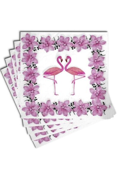 partidolu Hawaiian Flowers and Flamingo Themed Pink Color Double Sided Printe...