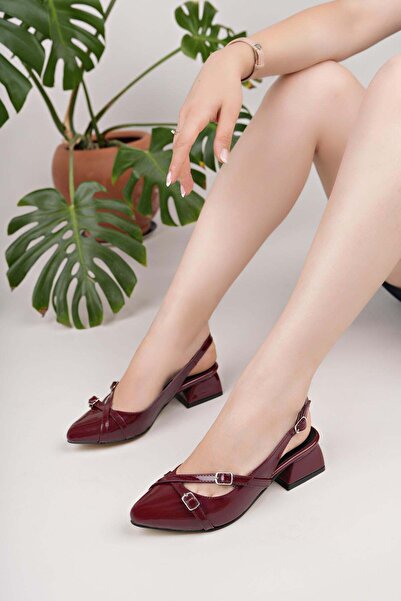 Nesil Shoes Sandale de damă Uraz 250 din piele lacuită roșie Claret cu catara...