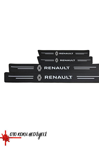 Buscarpone Renault Logolu Karbon Kapı Eşiği Koruyucu Bant Folyo 4'lü Set