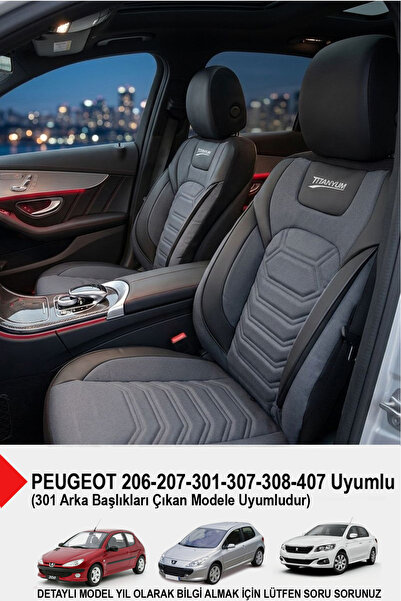 GM-DESIGN Titanium Series Luxury Linen Car Seat Cover-(Peugeot 206-207-208-30...