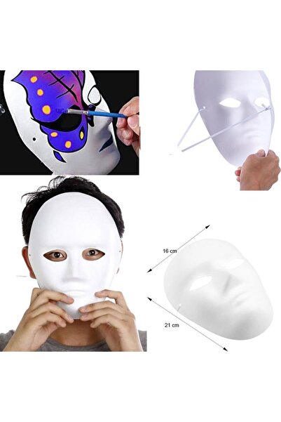 partidolu Boyanabilir Boyama Yapılabilir İnsan Suratı Karakter Maskesi Tam Yü...