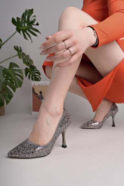 Nesil Shoes Γυναικείο στιλέτο Ozma 500 Platinum Stone με τακούνι