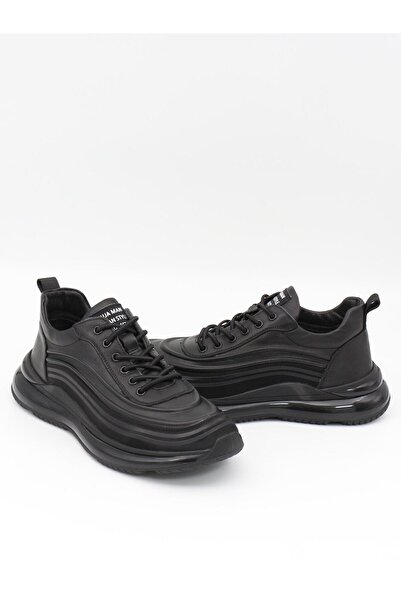 Guja 23K504-5 Siyah Hakiki Deri Air Taban Erkek Sneakers