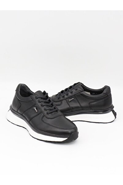 Fosco 2982 Black Genuine Leather Eva Sole Men's Sneakers