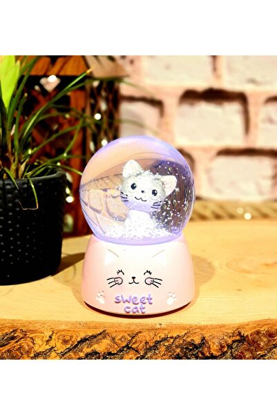 Genel Markalar Sevimli Kedi Renk Değiştiren Işıklı Kar Küresi